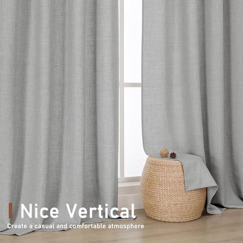 Chyhomenyc Light Grey Curtains 63 Inch Length 2 Panels for Bedroom