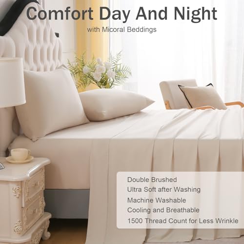 MICORAL Full Bed Sheets Set, Soft Breathable Bedding Sheet Set, Sheets
