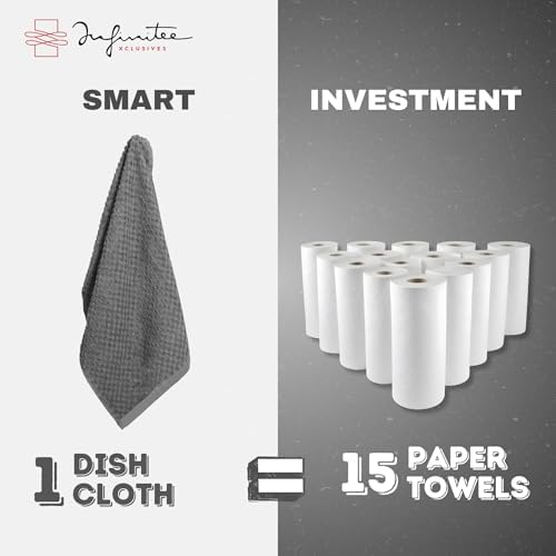 Infinitee Xclusives Kitchen Towels - 4 Pack - Cotton Dish Towel |12" x
