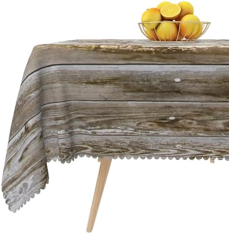 Vintage Wood Grain Tablecloth Square 70 Inch Rural Rustic Gray Wooden