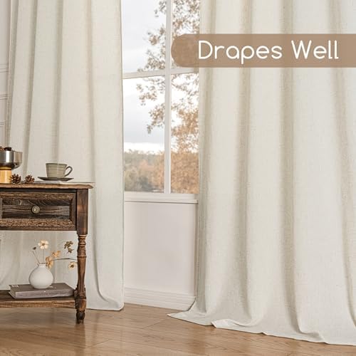 Natural Extra Long Linen Curtains 192 Inches Long for Living Room High
