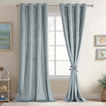 JIUZHEN Stone Blue Velvet Blackout Curtains 120 Inch for Living Room