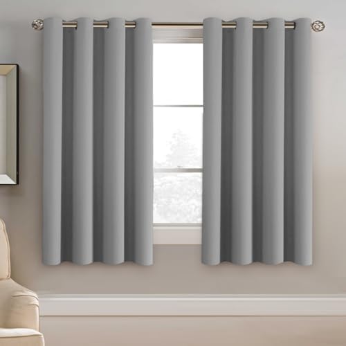 H.VERSAILTEX Blackout Grey Curtains 63 Inch Length Curtains for