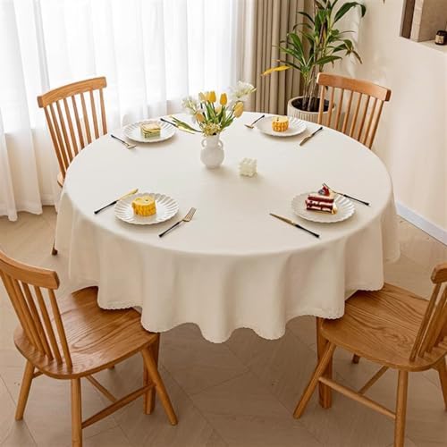 Linen Round Tablecloth Modern Style Solid Color Dust-Proof Table Cover