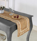 Beige & White Jute Table Runner Rug – 13 x 120 Inches – Handmade