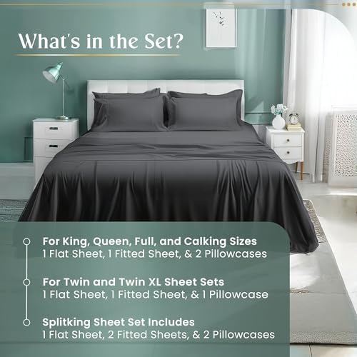 100% Cotton King Size Sheets Set, 4 Piece Sheet & Pillowcase Sets