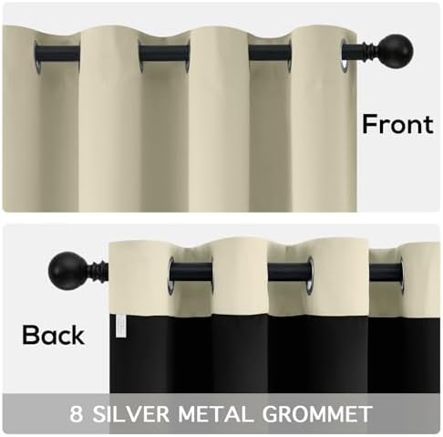 Yakamok Light Cream Blackout Curtains 84 inches Long for Bedroom 52"
