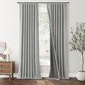 Jowels Grey Linen Blackout Curtains 120 Inches Long 2 Panels for