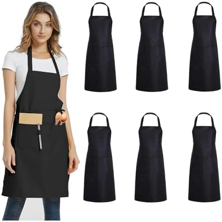 12pcs Adjustable Canvas Aprons With Pockets Comfort Fit For Cooking