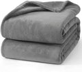 Hansleep Queen Grey Fleece Blanket, Soft Flannel Bed Blanket