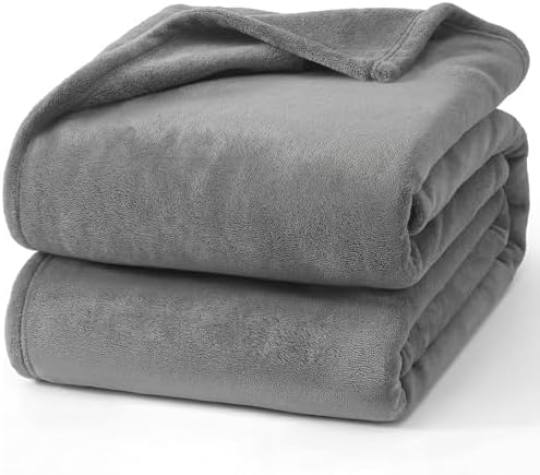 Hansleep Queen Grey Fleece Blanket, Soft Flannel Bed Blanket