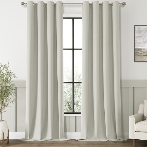 ChrisDowa Greyish Beige Blackout Curtain 120 Inch Long 2 Panels for