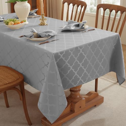 Honellaty Jacquard Tablecloth, Rectangle, Gray, 60" x 120"