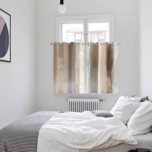 63 Inch Curtains 2 Panel Set, Brown Grey Grommets Window Treatment