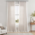 Cream Pinch Pleated Linen Curtains 120 Inches for Living Room Semi