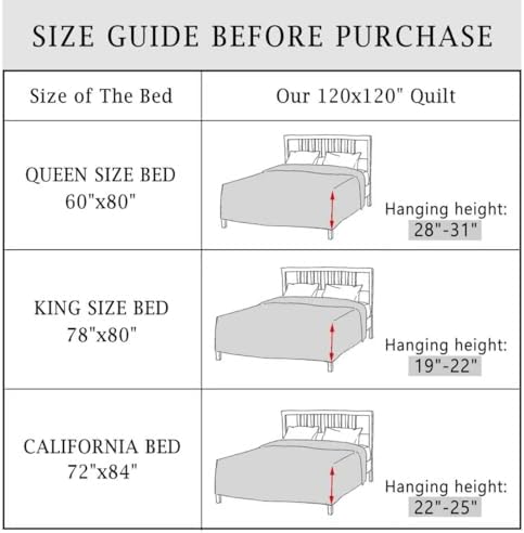 Cmfshape Oversize King Bedspread 120"x120",3 Piece California King
