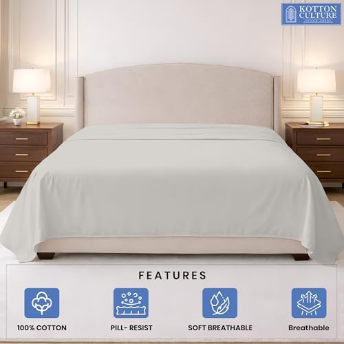 Kotton Culture 100% Egyptian Cotton 1 Pc Flat Sheet - 600 Thread