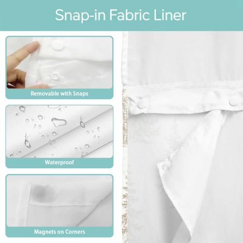 No Hook Shower Curtains with Snap in Liner, Beige Christmas Tree