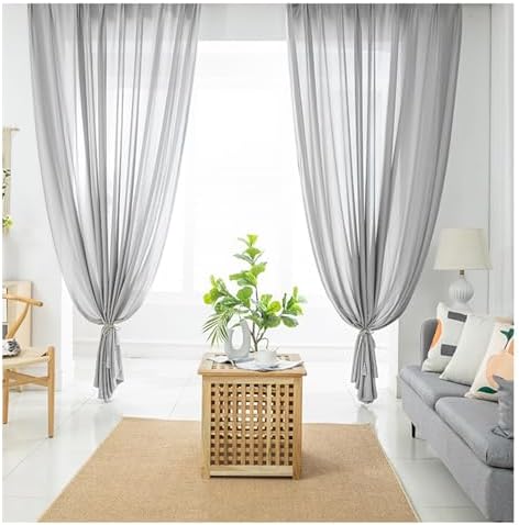 Beydodo Semi Sheer Curtains 63 Inch Length 2 Panels Set, Bedroom