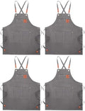 Toulite 4 Pack Canvas Chef Apron for Men, Gray