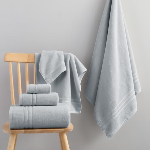 REDKISS Light Grey Towels Set 6 Piece Cotton Towel Sets with 2 Bath