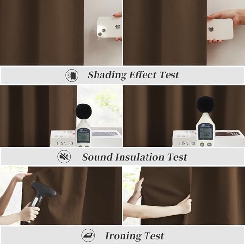 KEQIAOSUOCAI Full Blackout Curtains Faux Linen Poyester Fabric Back