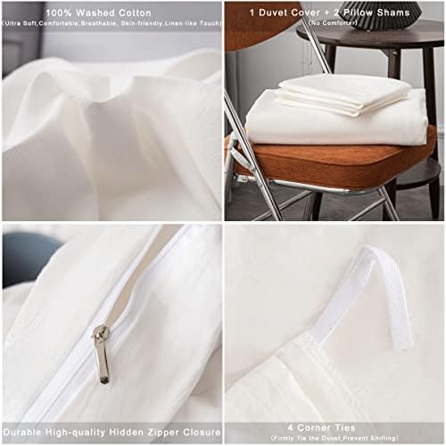 Janlive Washed Cotton Duvet Cover King Ultra Soft 100% Cotton Solid