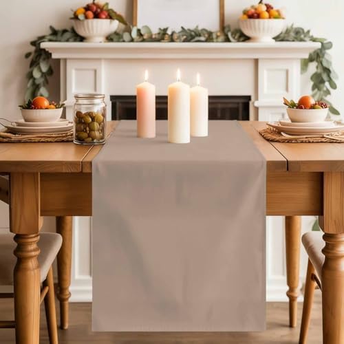 Beige Solid Color Table Runner, Washable Cotton Linen Table Runners