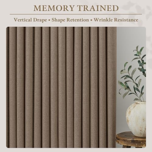 TWODRAPES 96 Inch Pinch Pleated Linen Curtains 2 Panels Set Light