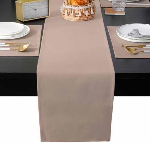 Warm Beige Table Runner and Placemats for Dining Tables, Burlap Coffee