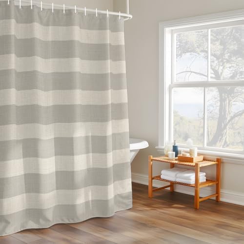 Shower Curtains Sets for Bathroom Decor Minimalist Taupe Stripes