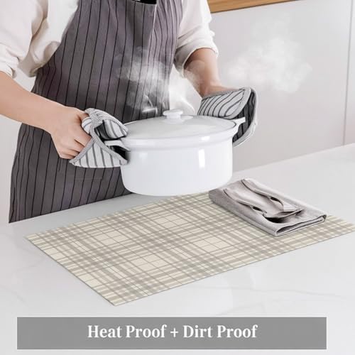 Buffalo Plaid Placemats Set of 8, Cotton Linen Fabric Place Mats