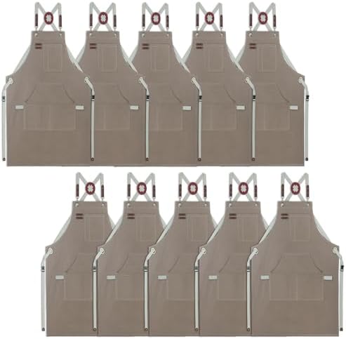 10 Pack Kitchen Apron, Work Apron, Canvas Apron, Dark Gray