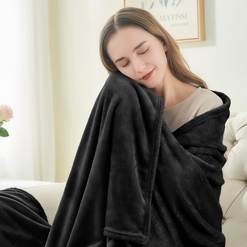 BEDELITE Fleece Blanket Soft Plush Queen Size Bed Blanket Black