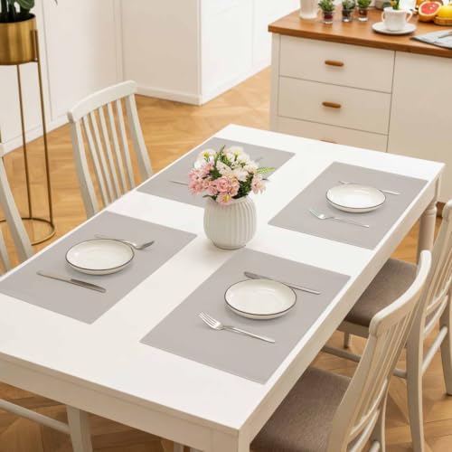 Warm Gray Placemats Set of 8, Modern Minimalist Solid Color Heat