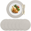 Light Gray Tiny Flowers Leather Placemats Set of 6, 15 Inch, Rustic