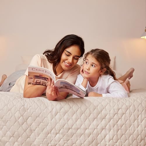 Exclusivo Mezcla Reversible King Size Quilt Bedding Set, Beige Cream