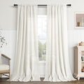 Guken Extra Long Linen Curtains 120 Inch Rod Pocket Beige White 2
