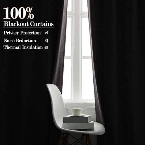 Fcosie Pinch Pleat Linen Look Curtains | Total Blackout Back Tab