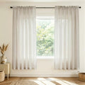 Mrs.Naturall 72 Inch Length Linen Sheer Curtains for Living Room, Rod
