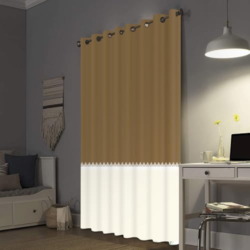 Brown Beige Window Curtains Panel 96 inches Long Farmhouse Drapes for