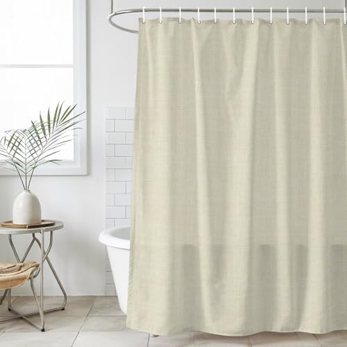 Long Shower Curtains 72" x 84", Beige Washable Shower Curtain for