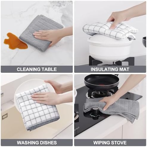 Homaxy Large Premium Cotton Kitchen Towels 16"x 28", 6 Pack, Light