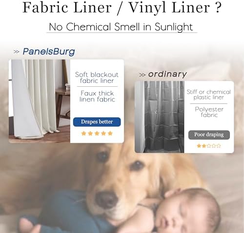 PANELSBURG 108 Inch Linen Blackout Curtains, Cream Textured Back Tab