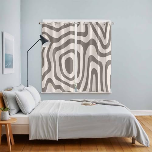 Abstract Stripes Window Curtains 84 Inch Length 2 Panels Set, Modern