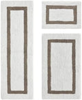 Tufted Cotton White Beige Bathroom Rugs Sets 3 Piece