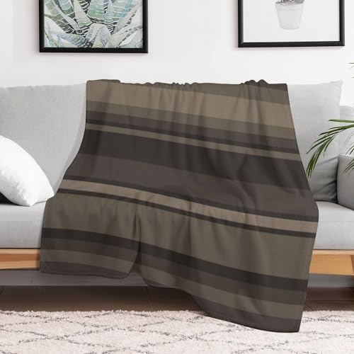 Plush Throw Blanket, Taupe Stripes Throws for Couch Sofa Bed Warm