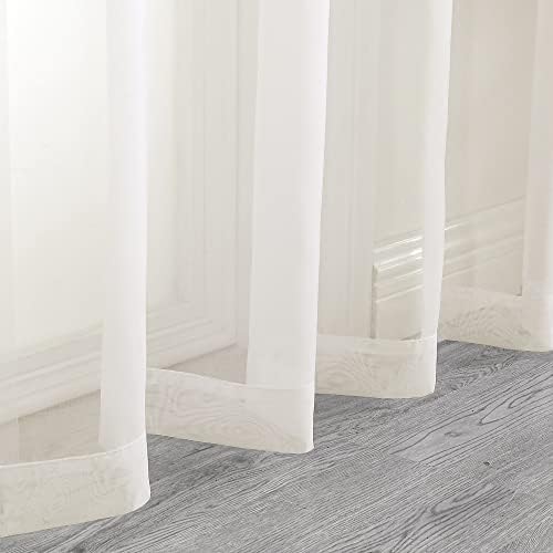 Aiyufeng Sheer Ivory Curtains 120 inches 2 Panels Set Extra Long