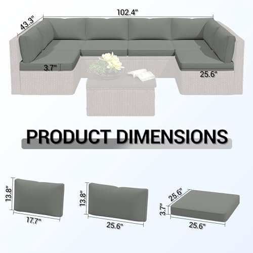Outdoor Replacement Cushions for Patio Furniture, Deep Seat Outdoor