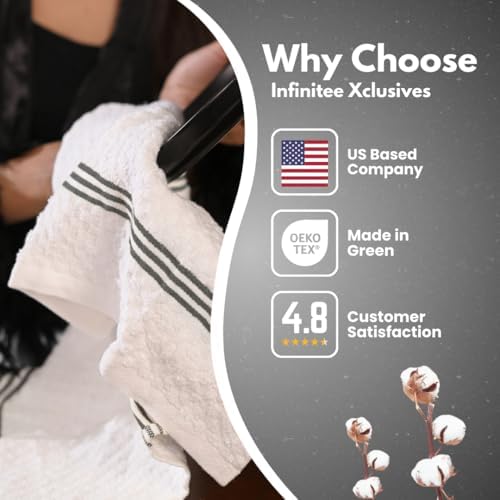 Infinitee Xclusives Kitchen Towels Bundle - Pack of 6 Grey + Pack of 6